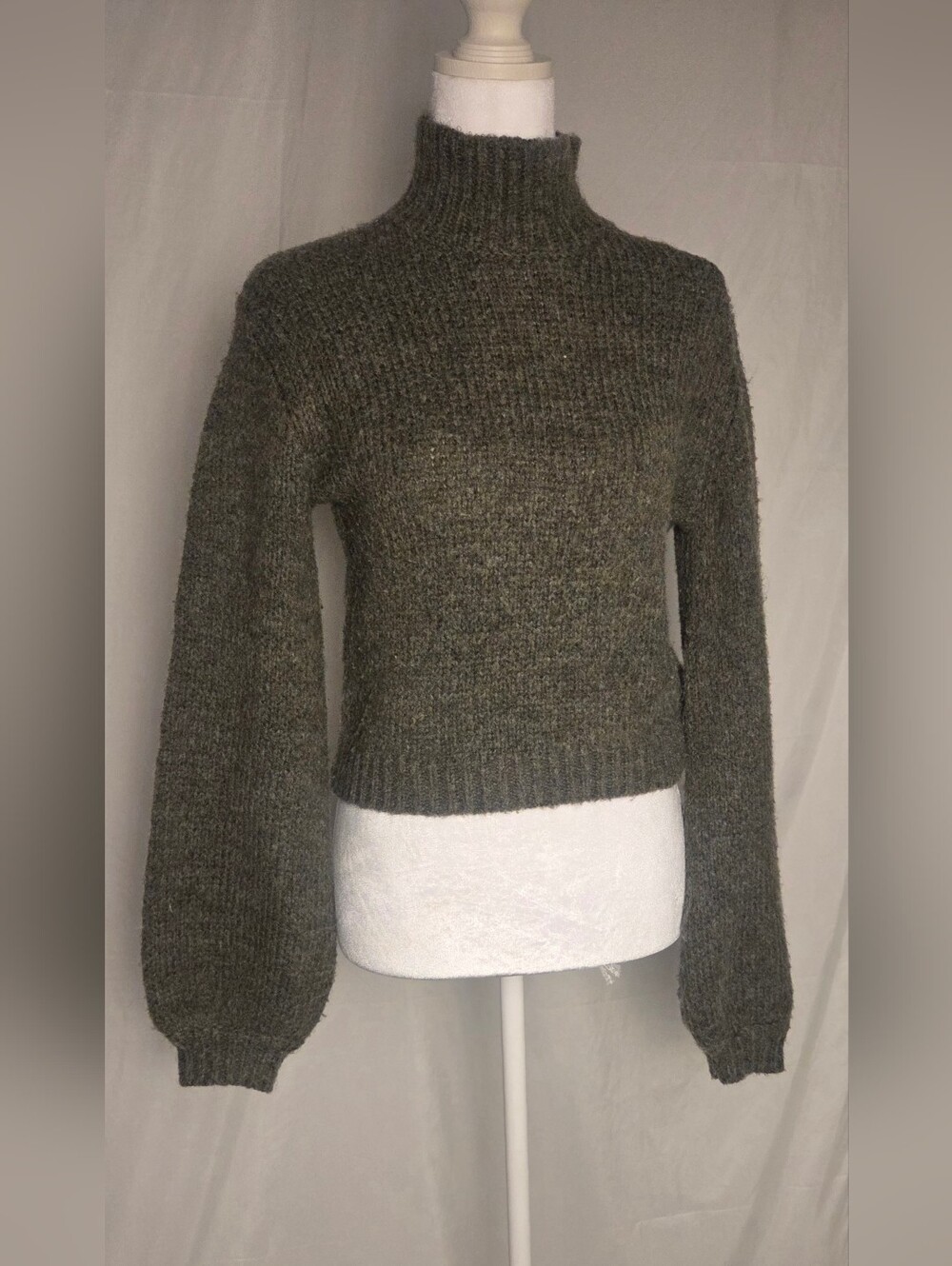 TVF Cozy Olive Mock Neck Cropped Sweater